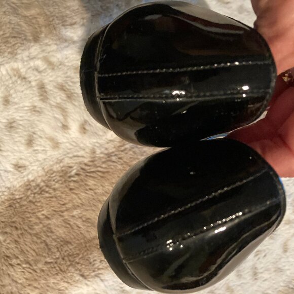 Talbots Patent Leather Peep Toe Dress Flats Black Size 9 - Picture 4 of 7